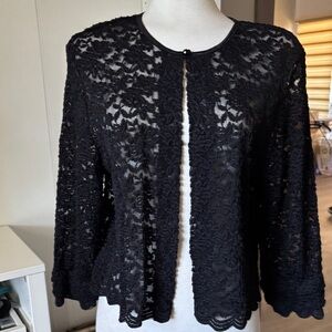 Black Lace Open Cardigan Sweater - Women